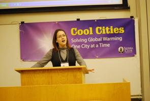 Kara Craig gives talk on how stimulus monies could affect Cool Cities.